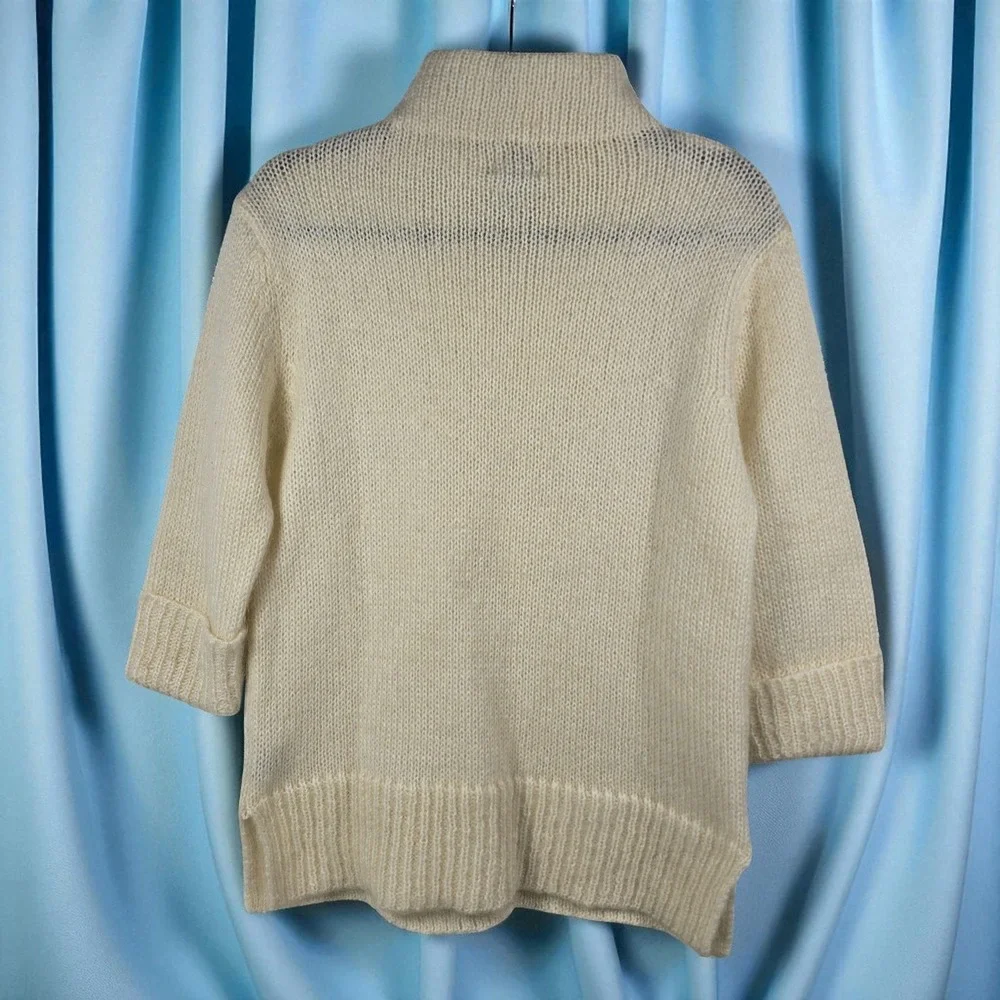 Vintage Jacqueline‎ Ferrar Sweater Women's Large Ivory Mohair Blend Turtleneck